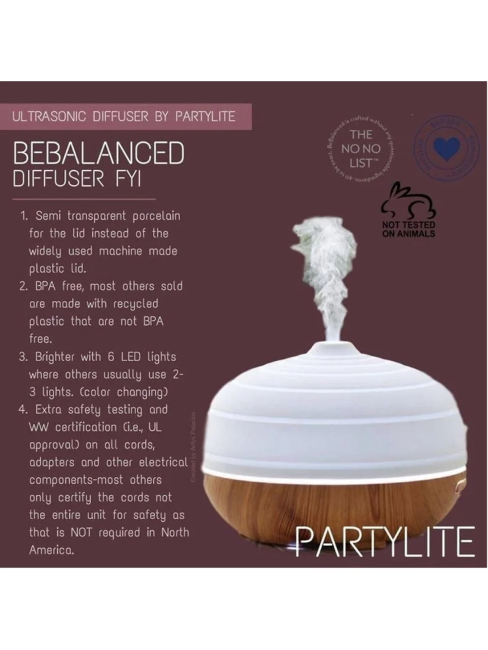 PARTYLITE AROMATHERAPY BEBALANCED LARGE PORCELAIN DIFFUSER